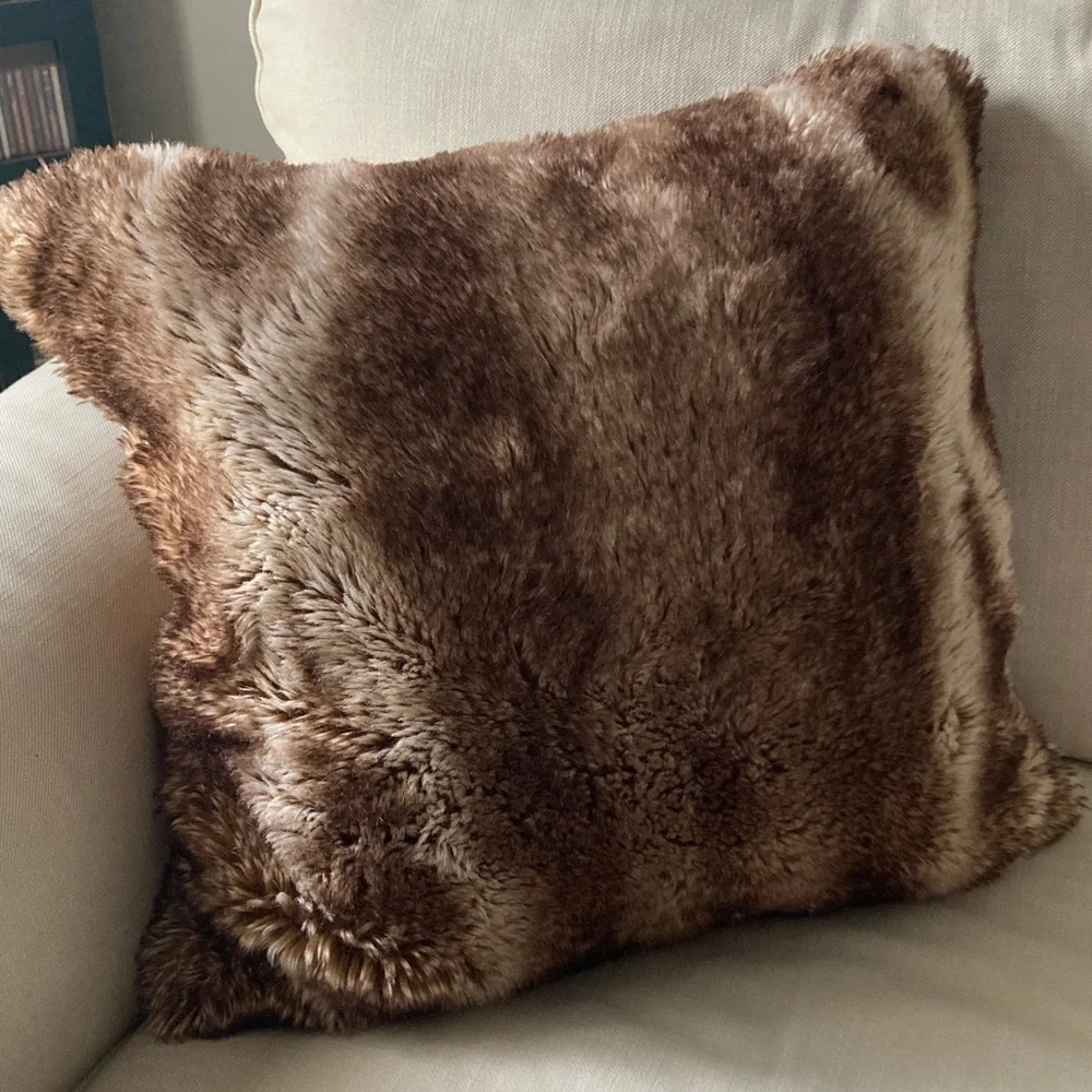 Pottery Barn 18” Square Faux Fur Down Filled Throw Pillow